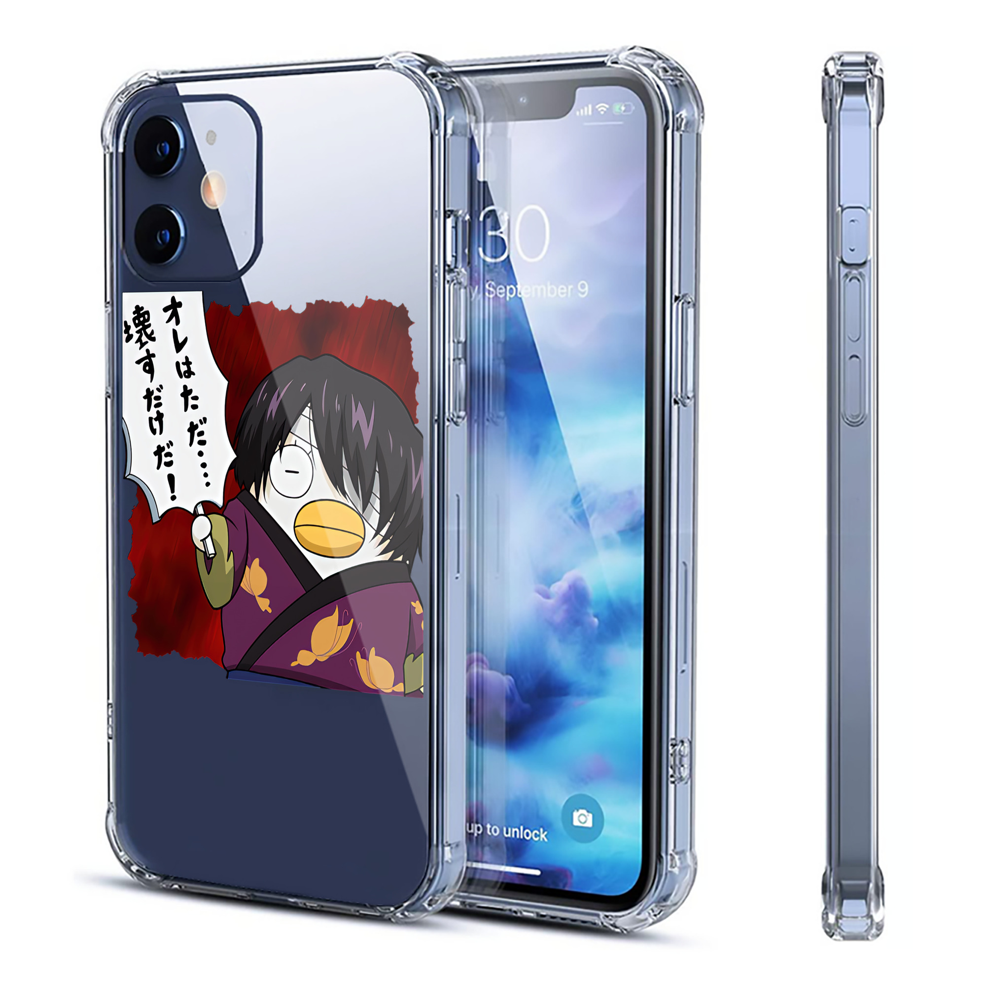 （画像用） ぎんたま 坂田銀時（さかたぎんとき） 神楽 志村新八（しむら しんぱち） GINTAMA Sakata Gintoki Kagura Shimura Shinpachi 【iPhone 12シリーズ対応】透明スマホケース（クリアソフトケース）